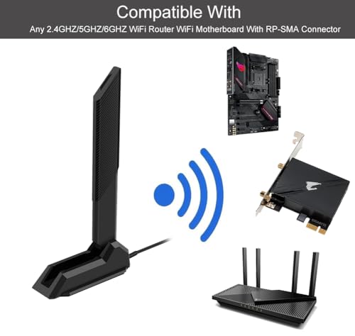 Slinkdsco Wifi 6E Antenna 9dBi 2.4GHz 5.8GHz 6GHz 50 Ohm External Antenna