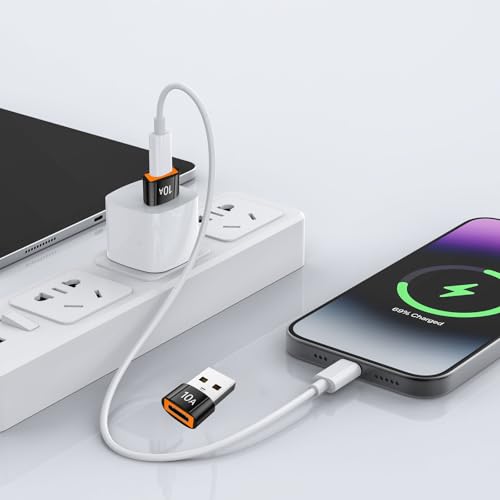 TFAK 10pcs-black-tfak usb 2.0 USB C Adapter, 200W Power Output, 480Mbps Data Transfer Speed, Not Smart Home Compatible, Black
