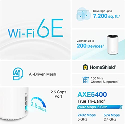 TP-Link 2-Pack Deco XE75 Pro Tri-Band WiFi 6E Mesh System AXE5400 2.5G WAN/LAN Port