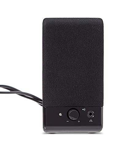 Amazon Basics 2.0 Stereo USB-Powered Speakers U213, 2.1 Watts Output, 3.5mm Aux Input, Portable, Black