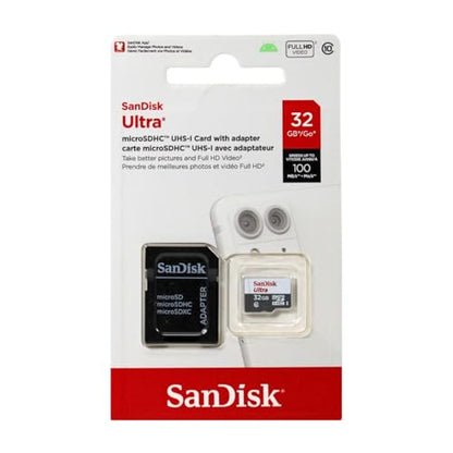SanDisk 32GB SDSDQUAN-032G-G4A microSDHC Class 10 UHS-I Memory Card with SD Adapter