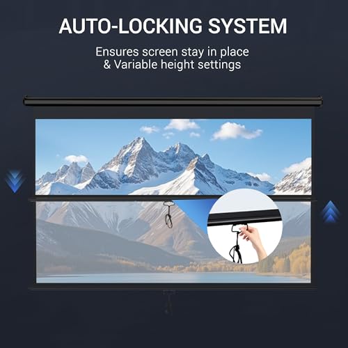 ZENY 100 Inch Projector Screen HU-XI-201 Manual Mounting, Matte Finish, 16:9 Aspect Ratio, Metal/PVC Enclosure