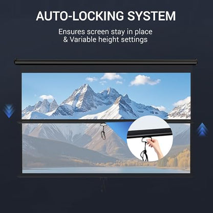 ZENY 100 Inch Projector Screen HU-XI-201 Manual Mounting, Matte Finish, 16:9 Aspect Ratio, Metal/PVC Enclosure