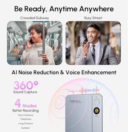 RECOLX 64GB JYDH-100 AI Voice Recorder AI Transcriber Bluetooth