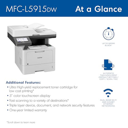 Brother 18.6" x 19.5" x 19.1" MFC-L5915DW 1200 x 1200 dpi Monochrome Laser Printer