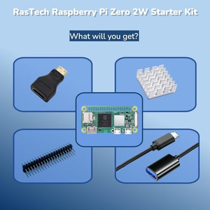 RasTech Raspberry Pi 2W Basic Kit Model Pi 2W Bluetooth HDMI USB