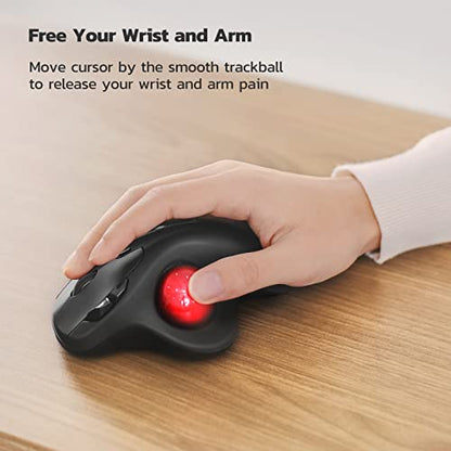 Nulea M501 Wireless Trackball Mouse Bluetooth Ergonomic 6 Buttons Right Hand