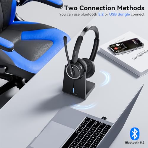 LEVN Wireless Headset LE-HS013 Wireless Bluetooth 5.2 with Noise Cancellation and Mute Feature