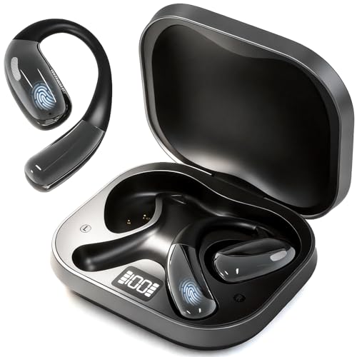 HAUSBELL Bluetooth 5.4 Q16 Earbuds Open Ear Design IPX5 Waterproof Black