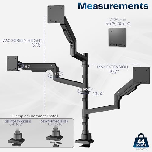 VIVO 49 Inch STAND-V300D Tabletop Mount Articulating Monitor Arm