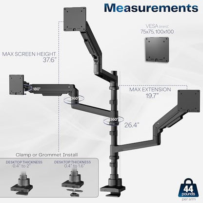VIVO 49 Inch STAND-V300D Tabletop Mount Articulating Monitor Arm