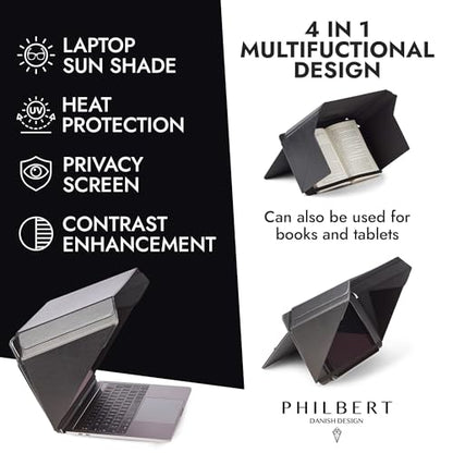 Philbert 14 Inches Laptop Screen Shade - 4-in-1 Multifunctional Privacy and UV Protection Hood - Patent No. D790551