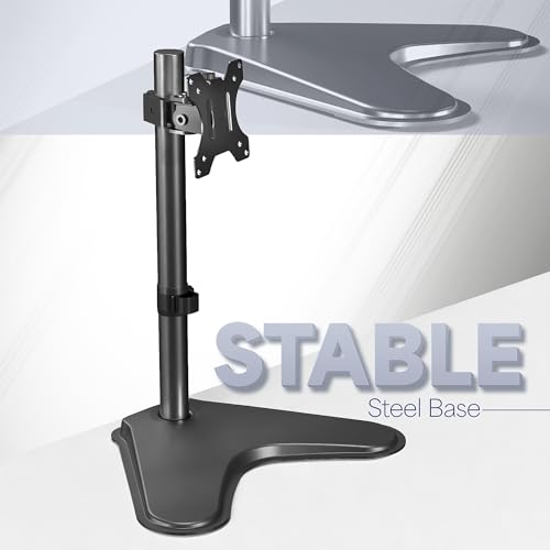 VIVO Height-Adjustable Single Monitor Desk Stand, Fits Monitors 13" to 38", VESA Compatible, Black, STAND-V001H