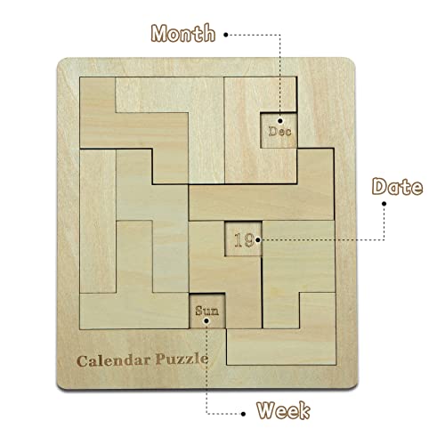 XHDAI 9.8 x 7.8 inch Wooden Calendar Puzzle Model# B09N8L8Z66