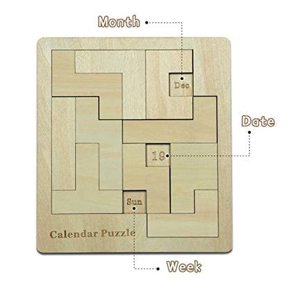 XHDAI 9.8 x 7.8 inch Wooden Calendar Puzzle Model# B09N8L8Z66