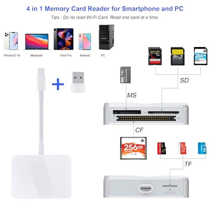 RRSITIAU 4 in 1 CF/SD/MS/TF Card Reader USB C Adapter XC4M