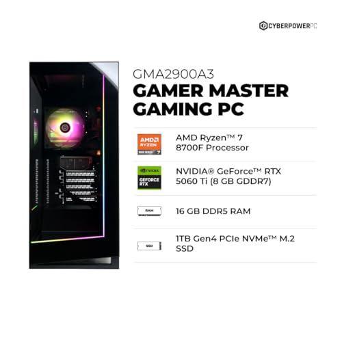 CyberPowerPC GMA2900A3 AMD Ryzen 7 8700F 4.1GHz 16GB DDR5 1TB SSD Windows 11 Home