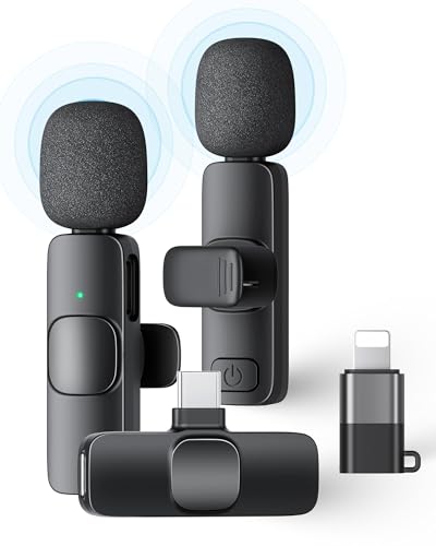KUKIHO 2 Pack Mic-01 2.4GHz Wireless Lavalier Microphone USB Type-C Omnidirectional