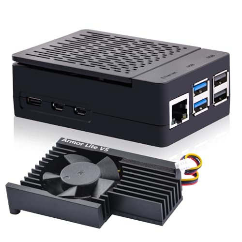 GeeekPi Mini ITX ABS Case with Armor Lite V5 Active Cooler for Raspberry Pi 5