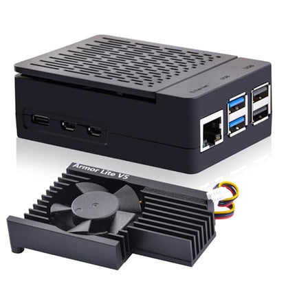 GeeekPi Mini ITX ABS Case with Armor Lite V5 Active Cooler for Raspberry Pi 5