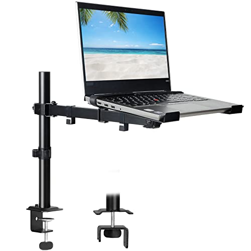UPGRAVITY Adjustable Laptop Mount Model 756166874022, Single Arm, Clamp/Grommet Mounting, Up to 32inch Monitors or 17inch Notebooks, Supports 17.6lbs