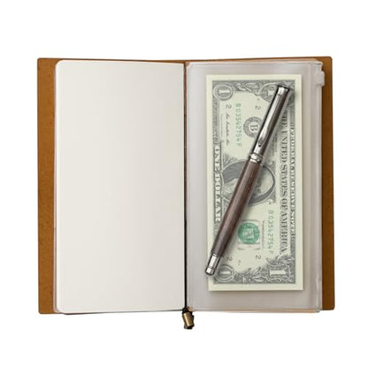WANDERINGS A5 Travelers Notebook Bundle – 5.5" x 8.3" – Full-Grain Leather Journal with Pen Holder, Rollerball Pen, 3 Ink Refills, PVC Folder & Binder Clip