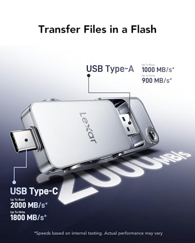 Lexar 1TB D70E External Solid State Drive USB 3.2 Gen 2 Up to 2000MB/s Read Speed