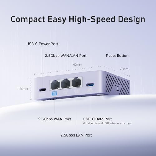 GL.iNet MT5000 (Brume 3) High-Speed Wired VPN Security Gateway – 1100 Mbps, Multi-Gigabit Connectivity, OpenWrt
