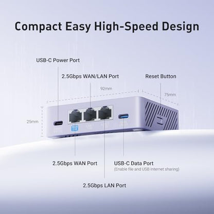 GL.iNet MT5000 (Brume 3) High-Speed Wired VPN Security Gateway – 1100 Mbps, Multi-Gigabit Connectivity, OpenWrt