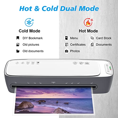 Qfun 13-Inch Thermal Laminator 2-Roller System Portable A3 A4 A5 A6
