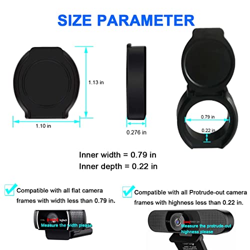 JCWINY 2 Pack Webcam Cover 1080p USB Black Webcam Privacy Shade