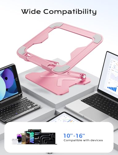 JCZT Laptop Stand NH02 Adjustable Ergonomic Height and Angle Metal Stand for Laptops 10–16 inches Pink