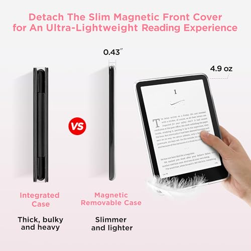 SESENSE 7'' Kindle Paperwhite and Colorsoft Magnetic Case Slim PU Auto Wake Pink