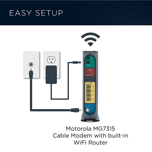 Motorola 2.4GHz FBA_MG7315-10 DOCSIS 3.0 Router with 4 LAN Ports, 343Mbps Speed
