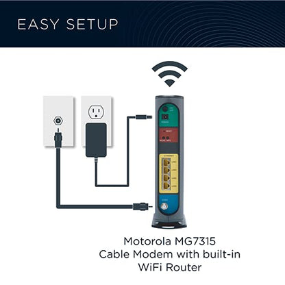 Motorola 2.4GHz FBA_MG7315-10 DOCSIS 3.0 Router with 4 LAN Ports, 343Mbps Speed
