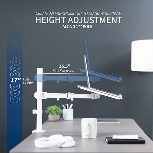 VIVO 17" STAND-V001LW Desk Mounted Tray Clamp Mount Adjustable Laptop Stand