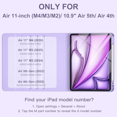 Harvopu iPad Air 11-inch Keyboard Case Model: A3459/A3460/A3463/A2902/A2903/A2904/A3266/A3267/A3270/A2588/A2589/A2591/A2316/A2324/A2325/A2072 Bluetooth Refillable Case