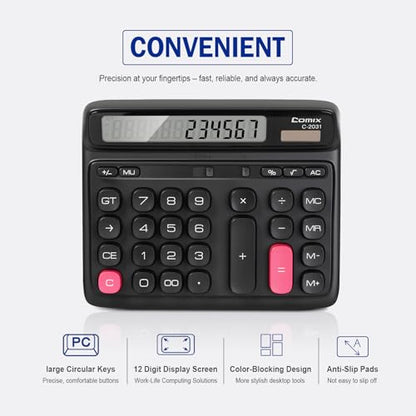 Comix 7.28" x 5.9" A-WM-C-2031BK LCD Standard Function Calculator