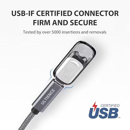 ULTIENCE USB-A to USB-C Adapter 60 Watts 3 Amps 20 Volts 1 Port Grey 0.41ft
