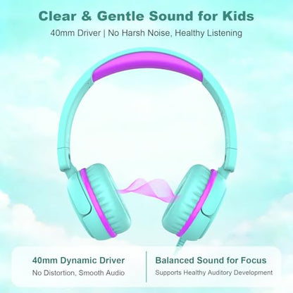 IMYB Kids Headphones V1, On-Ear Headphone, 85dB Volume Limiting, Green, 3.5mm Jack