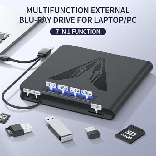 LLMHHKYK External Blu-ray Drive KL001 100GB 8x USB 3.0 Type-A & C