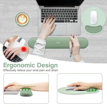 MOSISO 17.32in Keyboard Wrist Rest & 9.65in Mouse Pad Support Ergonomic Neoprene