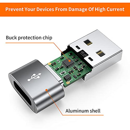 JXMOX USB-C Female to USB-A Male Adapter 4-Pack, Type C to USB Charger Converter