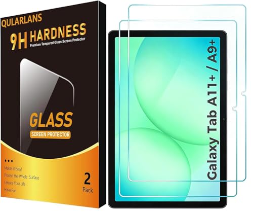 Qularlans 2 Pack Tempered Glass Screen Protector for Samsung Galaxy Tab A9 Plus 11 Inch 2023 SM-X210/X216/X218 & Tab A11 Plus 2025 SM-X230/X235/X236B 9H Hardness HD Clear Bubble-Free