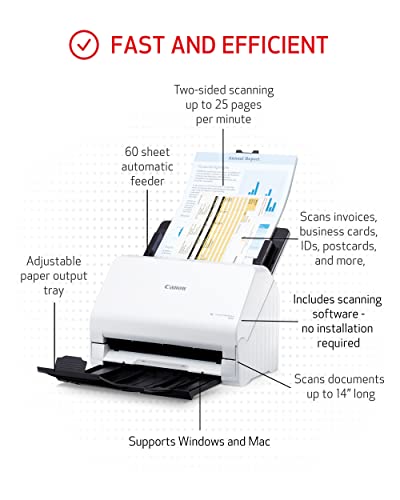 Canon imageFORMULA R30 Document Scanner USB 600 dpi 10W 24 Bits ADF