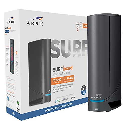ARRIS 1.0 Count G34 Wi-Fi 6 Router 3000 Mbps Dual-Band Ethernet Cable Modem