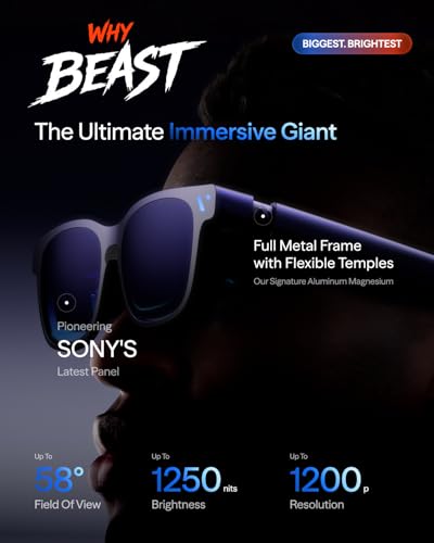 VITURE 174-Inch V1254 1920 × 1200 1250 Nit Micro-OLED Smart Glasses
