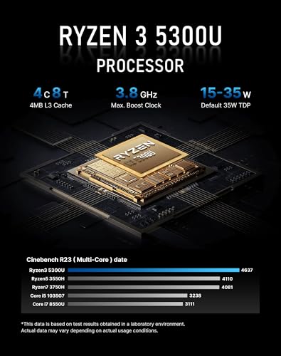 BOSGAME Mini PC E5 Ryzen 3 5300U 4C/8T 3840x2160 60Hz LED Desktop