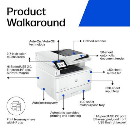 HP LaserJet Pro 4101fdn Multifunction Printer Monochrome 1200 x 1200 dpi Auto Document Feeder Black & White
