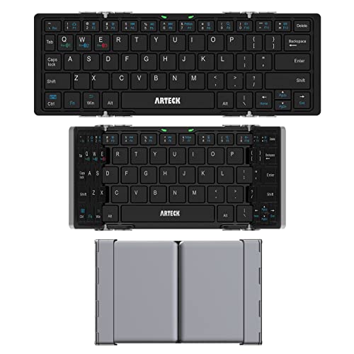 Arteck 64-Key Folding Bluetooth Keyboard HB066 Wireless Rechargeable Black